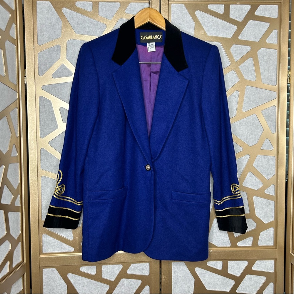 Casablanca blue with gold trim wool blazer jacket